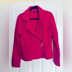 Tahari Magenta Wool Moto Jacket. Size S